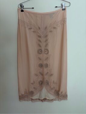 French Connection Embellished Sheer Mesh Midi Skirt
